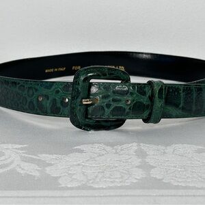 Vintage Green Italian Moc Croc Belt 1” Wide 26-29.75 Waist